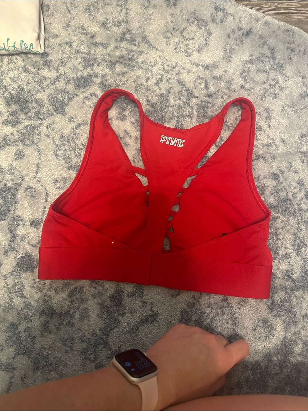 PINK Victoria's Secret Red Lace-Detail Racerback Sports Bra
